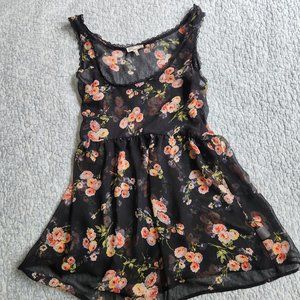 Kirra Sheer Floral Baby Doll Top, Size Medium